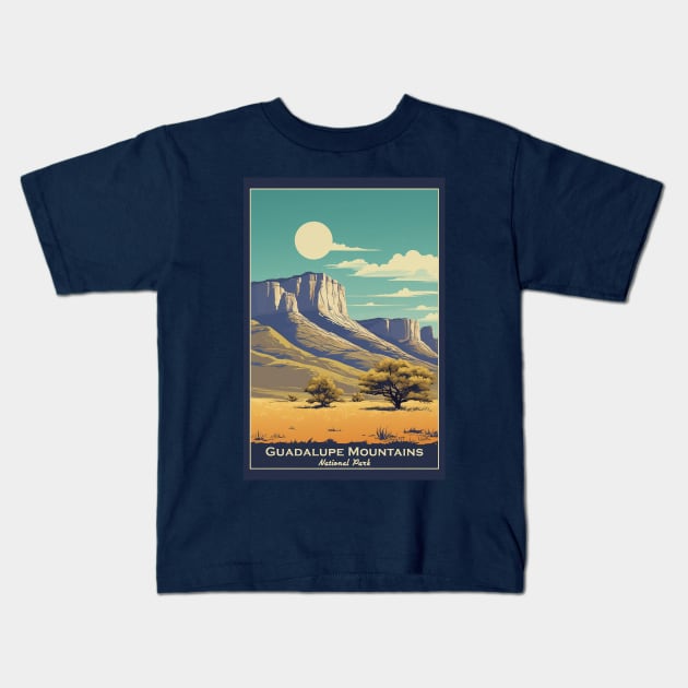 Guadalupe Mountains National Park Travel Poster Kids T-Shirt by GreenMary Design